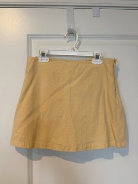 Butter Yellow Linen Mini Skirt Skort